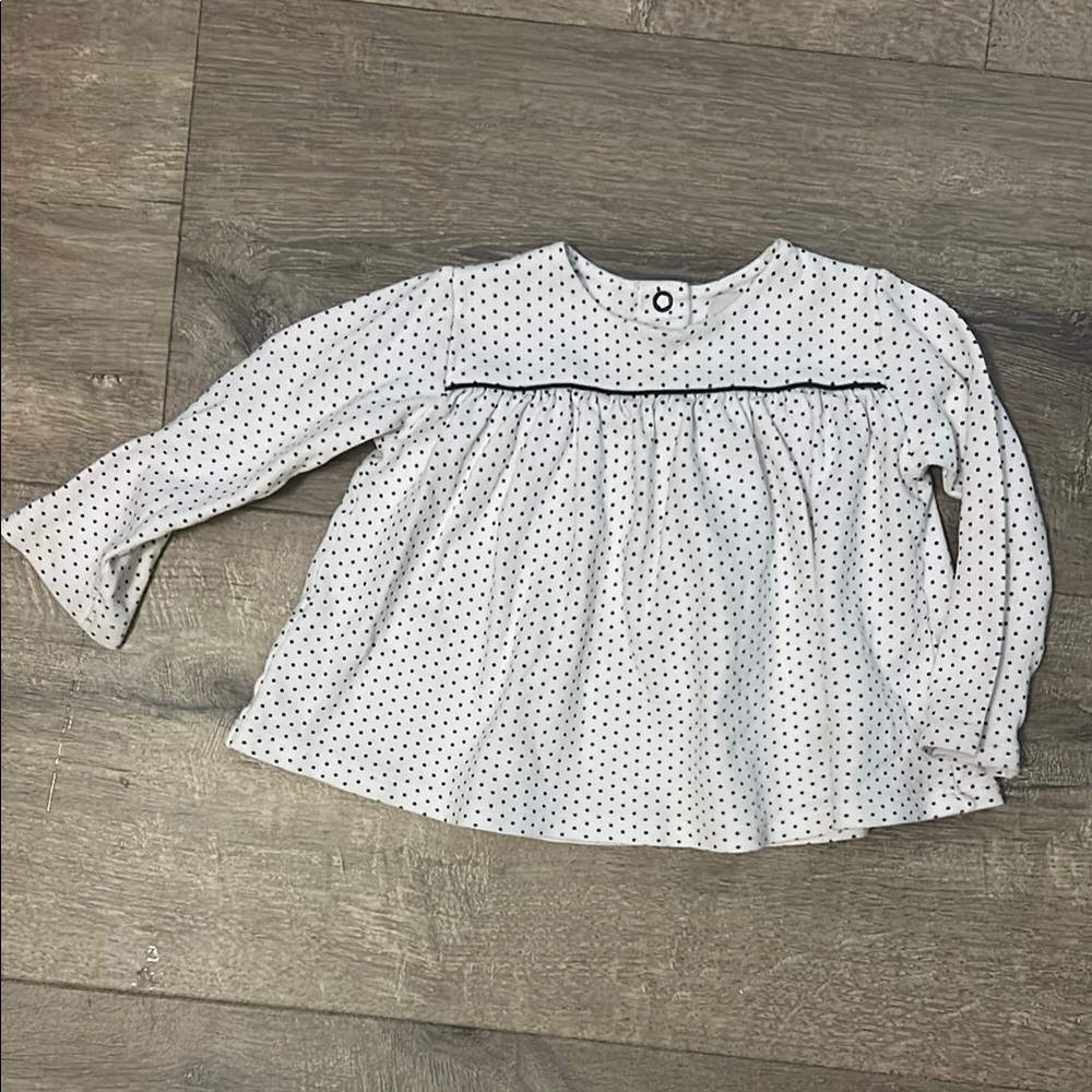 The Beaufort Bonnet Company White and Black Polka Dot Blouse